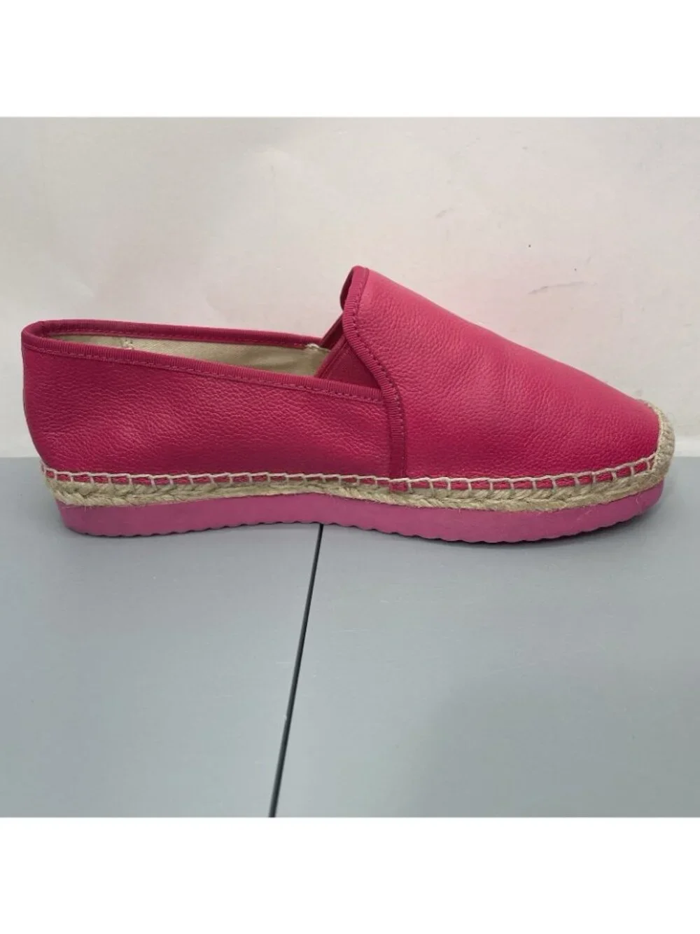 Michael Kors Hastings Espadrilles Shoes Slip On Pebbled Leather Hot Pink Women 7